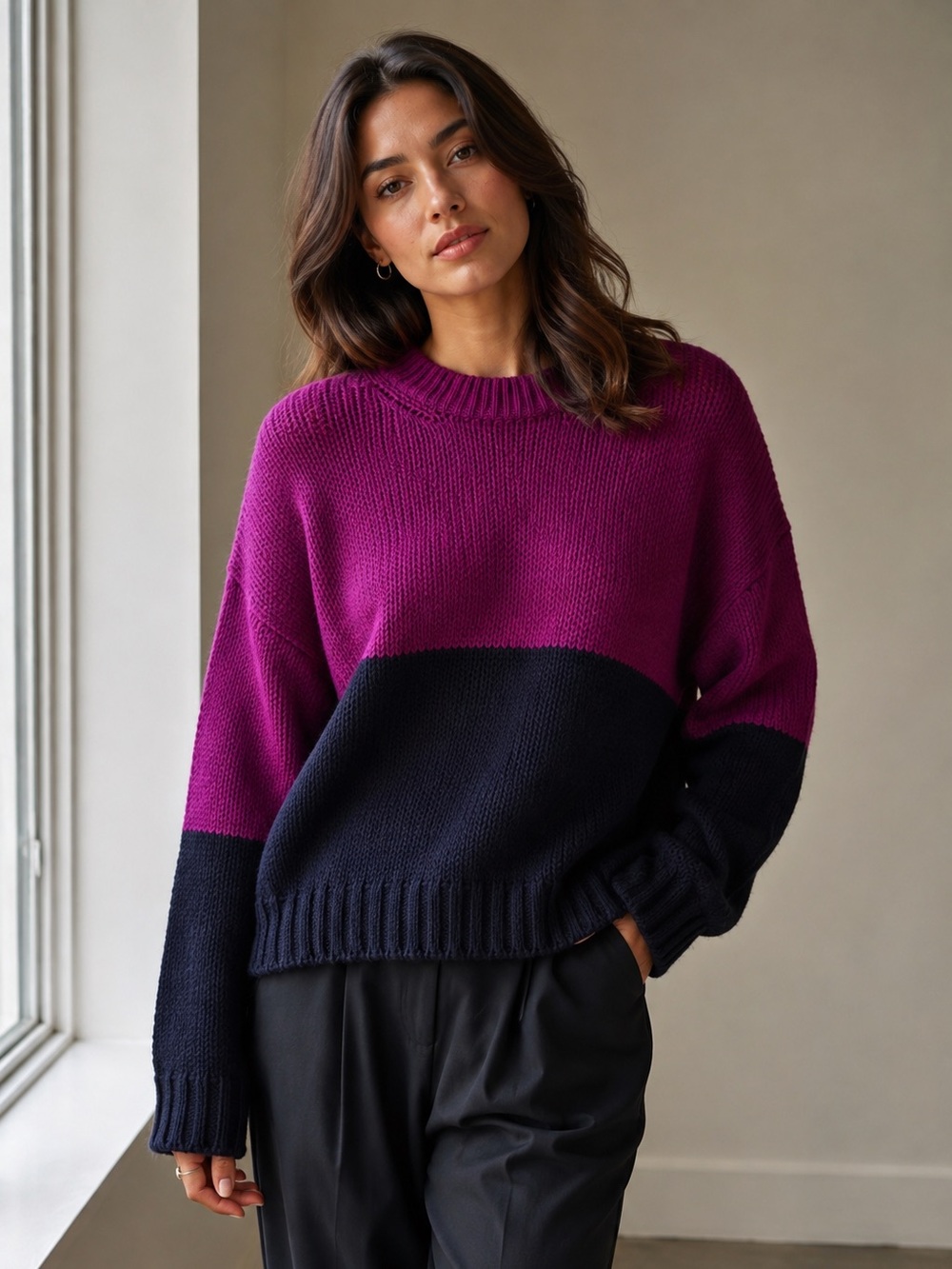 Xirena Sundance Alpaca Blend Chunky Colorblock Sweater XS Oversized